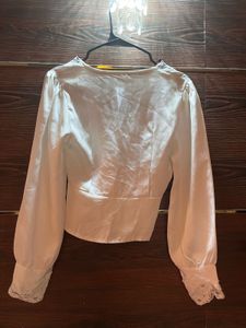 Elegant White Lace Trim Blouse
