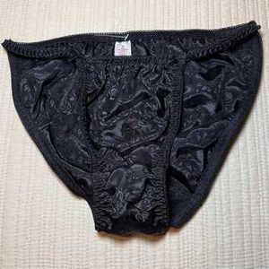 Black Satin Thong Panty