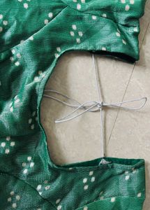Elegant Green Blouse with White Dots