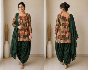 Designer Patchwork Kurta with Dhoti Pants