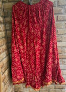 Red Bandhani Print Ethnic Skirt