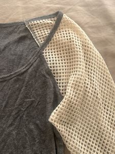 Express Grey Mesh Sleeve Top
