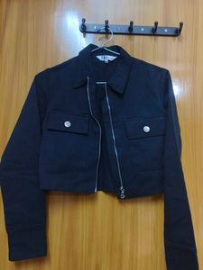 Denim Black Crop Jacket