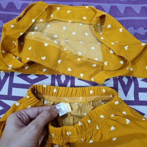 Heart Print Crop Top &amp; Pants Set