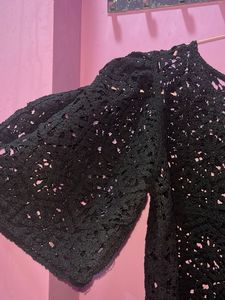 Chic Black Crochet Top fits s and xs