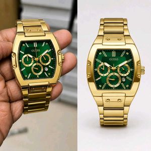 GUESS PHOENIX Men Rectangle Gold Tone Dial Analog