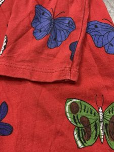 Charming Red Butterfly Print Dress