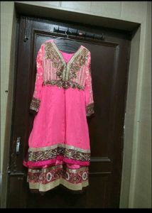 Stunning Pink Embroidered Anarkali Suit only kurta
