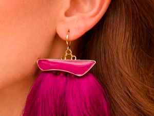 Chic Pink Feather Drop Earrings
