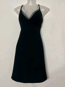 branded Chic Black Mini Dress adjustable strips