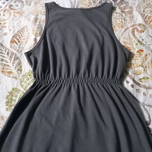 Grey V-neck High Waist Mini Dress