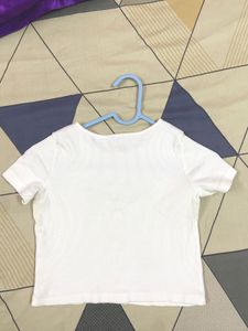 White Graphic Crop Top