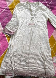 BIBA maroon Striped khadi Cotton Kurta