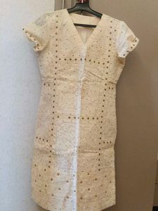 Elegant Cream Ethnic kurti with Studs