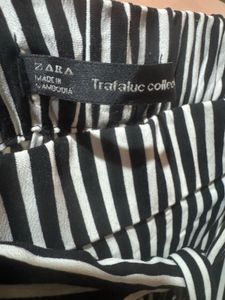 zara Trafaluc Black &amp; White Stripped Wide Leg Culo