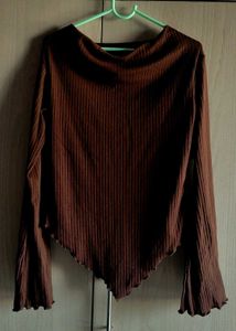 Ribbed Long Sleeve Asymmetrical Top✨