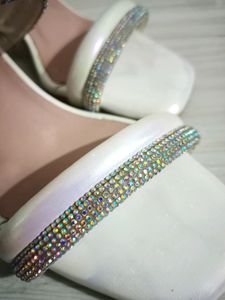 White Stone Heels For Women