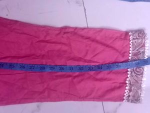Vibrant Pink Palazzo Pants with Lace Trim
