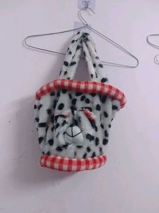Cute Dalmation Print Plush Handbag,slightly used