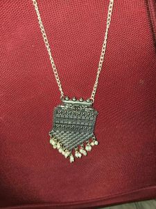 Oxidized Silver Pendant Necklace