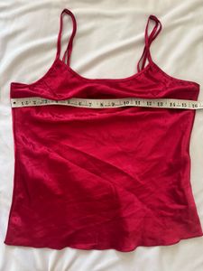 Deep Red Satin Cami &amp; Pants Set