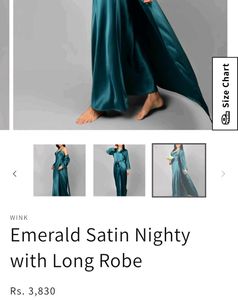 (Wink) Emerald Satin Nighty with Robe