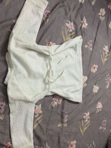 White Kurta with Embroidered Neckline