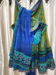 Teal & Blue Embroidered Lehenga Choli Set