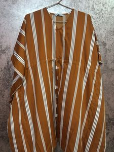 Brown Striped Kaftan Tunic