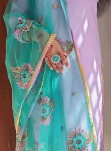 lavender Silk Suit and pants with embroided
