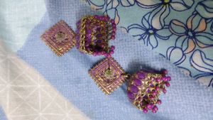 Purple Jhumka Earrings