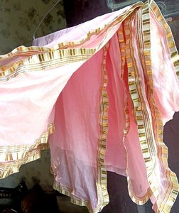 Pink Dupatta with Gold Border