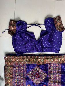 Blue Embroidered Bandhni  Saree with Blouse