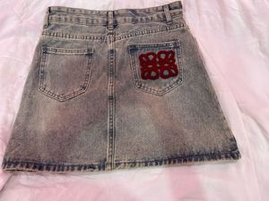 Y2k Washed Denim Mini Skirt