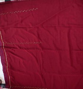 Elegant Maroon Embellished Saree