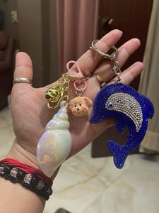 Sparkly Dolphin &amp; Shell Keychain Set