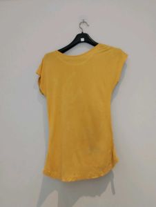 ELLE Yellow Printed Cap Sleeve Top