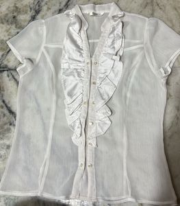 Elegant White Ruffled Blouse