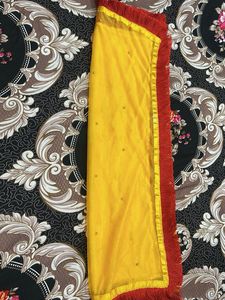 Vibrant Yellow Dupatta with Red Border…🥰