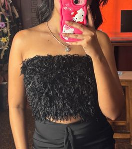 Fuzzy Strapless Tube Top