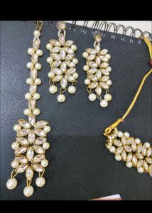 Elegant Pearl &amp; Stone Necklace Set