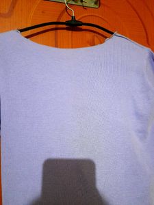 Cute Purple Ribbed Lettuce Hem Top