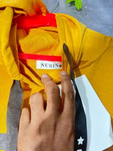Stylish Yellow Hoodie with Contrasting Sleeves
