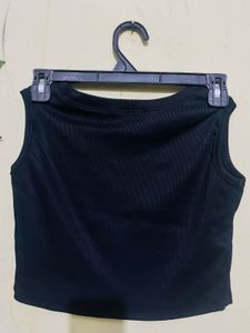 Sleek Black Sleeveless Crop Top