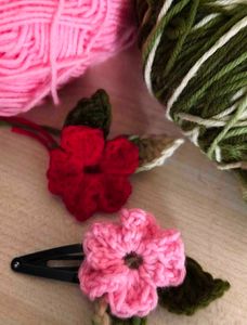 Handmade Crochet Flower Hair Clips &amp; Earrings