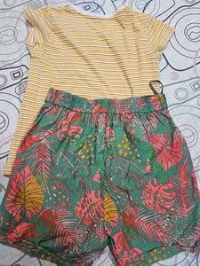 Striped Tee &amp; Tropical Shorts Set