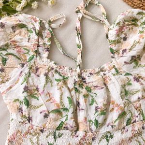 Floral Smocked Crop Top