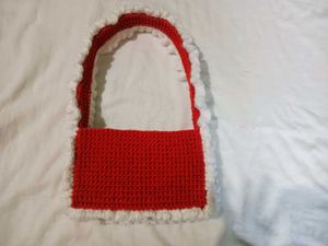 Ruffle Crochet Red &amp; White Bag
