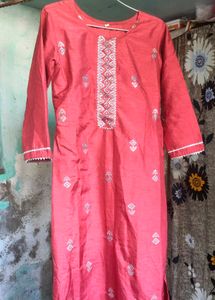 Stylish Coral Kurti with Embroidery