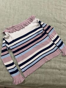 Striped Off-Shoulder Ruffle Top